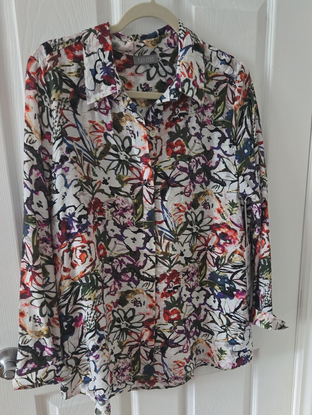 Habitat White Floral Multicolor Button-Down Shirt